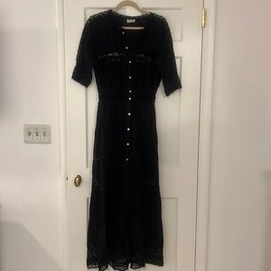 Love Shack Fancy women’s black button down midi dress size xs